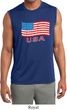 Distressed USA Flag Mens Sleeveless Moisture Wicking Shirt