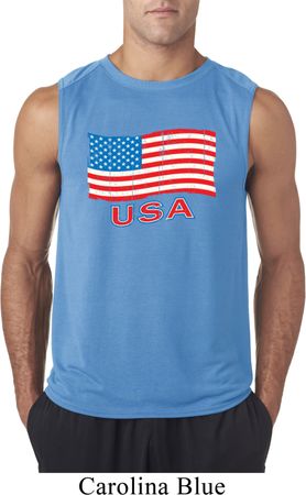 Distressed USA Flag Mens Sleeveless Shirt