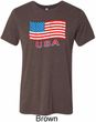 Distressed USA Flag Mens Tri Blend Crewneck Shirt