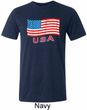Distressed USA Flag Mens Tri Blend Crewneck Shirt