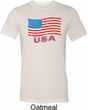 Distressed USA Flag Mens Tri Blend Crewneck Shirt