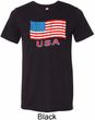Distressed USA Flag Mens Tri Blend Crewneck Shirt
