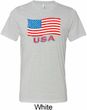 Distressed USA Flag Mens Tri Blend Crewneck Shirt