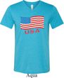 Distressed USA Flag Mens Tri Blend V-neck Shirt