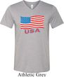 Distressed USA Flag Mens Tri Blend V-neck Shirt