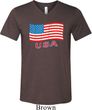 Distressed USA Flag Mens Tri Blend V-neck Shirt