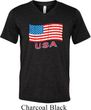 Distressed USA Flag Mens Tri Blend V-neck Shirt