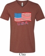 Distressed USA Flag Mens Tri Blend V-neck Shirt