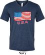 Distressed USA Flag Mens Tri Blend V-neck Shirt