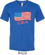 Distressed USA Flag Mens Tri Blend V-neck Shirt