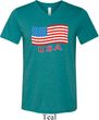 Distressed USA Flag Mens Tri Blend V-neck Shirt