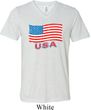 Distressed USA Flag Mens Tri Blend V-neck Shirt