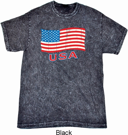 Distressed USA Flag Mineral Tie Dye Shirt