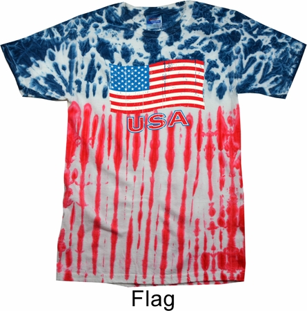 Distressed USA Flag Patriotic Tie Dye Shirt