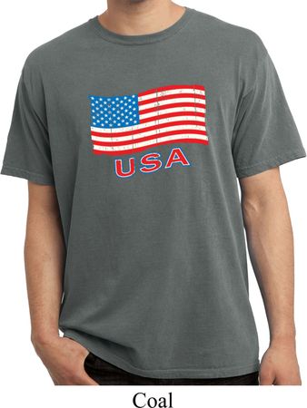 Distressed USA Flag Pigment Dyed Shirt