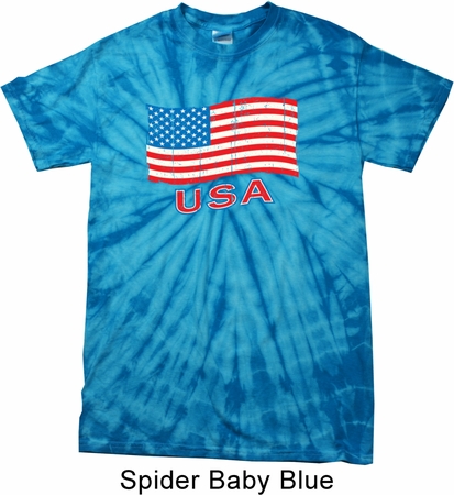 Distressed USA Flag Spider Tie Dye Shirt