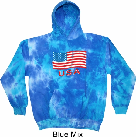 Distressed USA Flag Tie Dye Hoodie