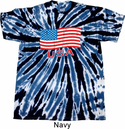 Distressed USA Flag Twist Tie Dye Shirt