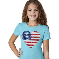 Distressed USA Heart Girls Shirt