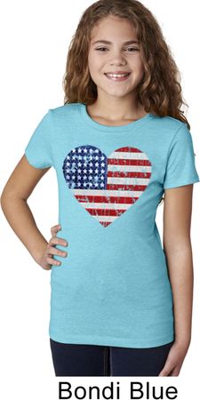 Distressed USA Heart Girls Shirt