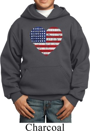 Distressed USA Heart Kids Hoodie