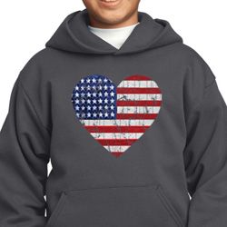 Distressed USA Heart Kids Hoodie