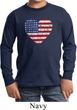 Distressed USA Heart Kids Long Sleeve Shirt