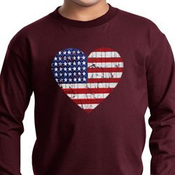 Distressed USA Heart Kids Long Sleeve Shirt