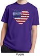 Distressed USA Heart Kids Moisture Wicking Shirt