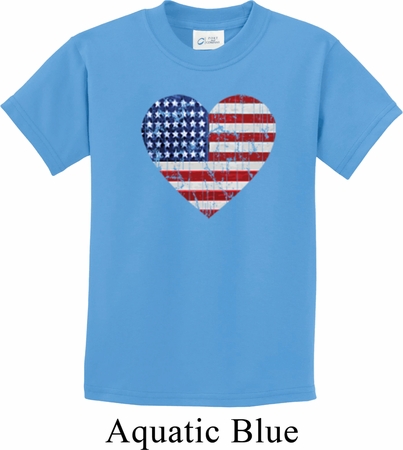 Distressed USA Heart Kids Shirt