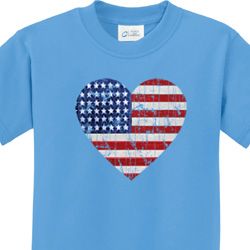 Distressed USA Heart Kids Shirts