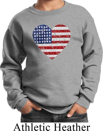 Distressed USA Heart Kids Sweatshirt