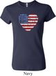 Distressed USA Heart Ladies Crewneck Shirt