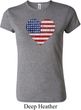 Distressed USA Heart Ladies Crewneck Shirt