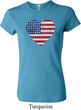 Distressed USA Heart Ladies Crewneck Shirt