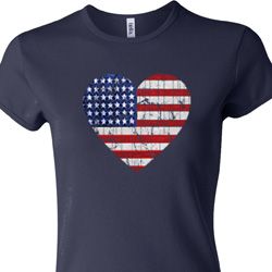 Distressed USA Heart Ladies Crewneck Shirt