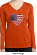 Distressed USA Heart Ladies Dry Wicking Long Sleeve Shirt