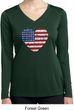 Distressed USA Heart Ladies Dry Wicking Long Sleeve Shirt