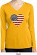 Distressed USA Heart Ladies Dry Wicking Long Sleeve Shirt