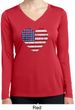 Distressed USA Heart Ladies Dry Wicking Long Sleeve Shirt