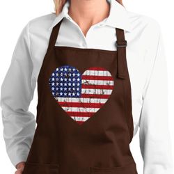 Distressed USA Heart Ladies Full Length Apron with Pockets