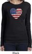 Distressed USA Heart Ladies Long Sleeve Shirt