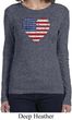 Distressed USA Heart Ladies Long Sleeve Shirt
