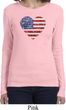 Distressed USA Heart Ladies Long Sleeve Shirt
