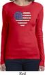 Distressed USA Heart Ladies Long Sleeve Shirt