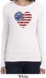 Distressed USA Heart Ladies Long Sleeve Shirt