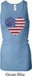 Distressed USA Heart Ladies Longer Length Racerback Tank Top