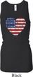Distressed USA Heart Ladies Longer Length Racerback Tank Top