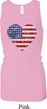 Distressed USA Heart Ladies Longer Length Racerback Tank Top