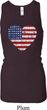 Distressed USA Heart Ladies Longer Length Racerback Tank Top